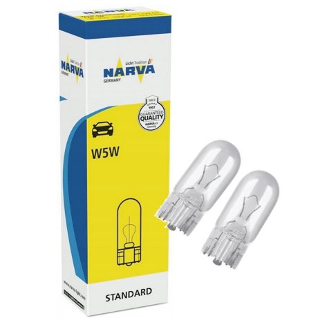 Lempučių komplektas 12V, W5W, W2,1x9,5d, T10, Narva 17177 (10vnt)