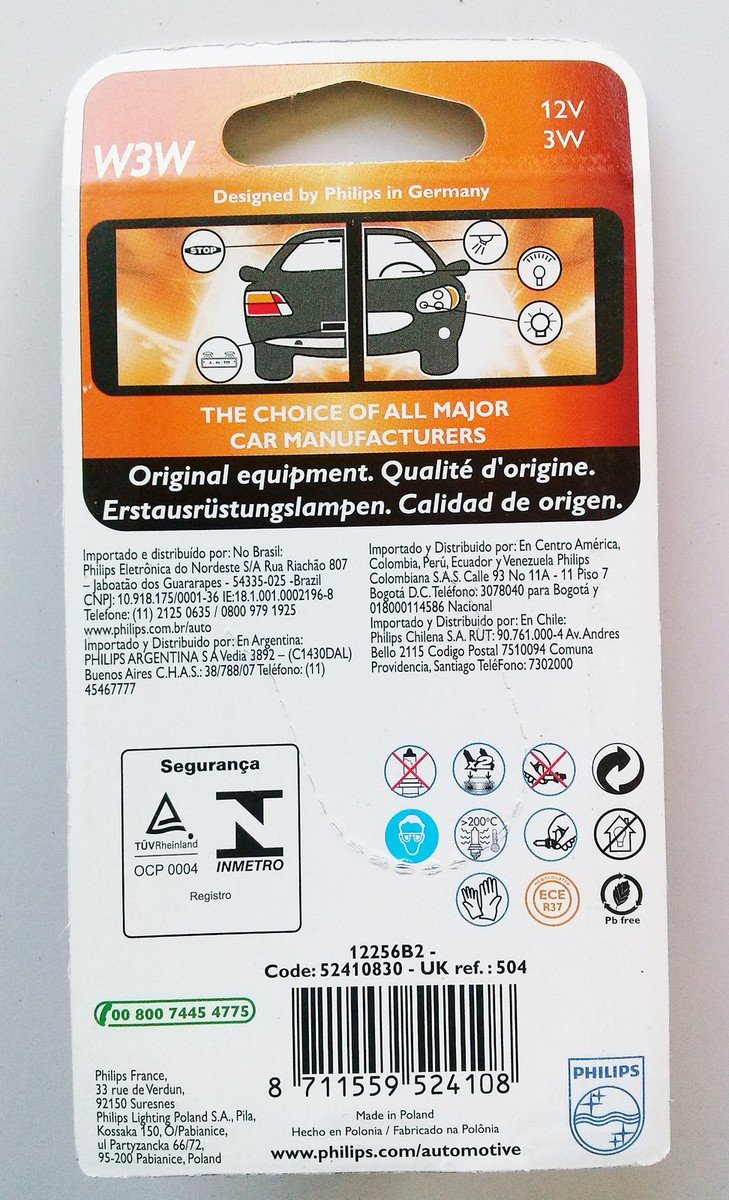 Halogeninių lempučių rinkinys 12V, W3W, 3W, W2.1x9.5d, Philips 12256B2 - Image 3