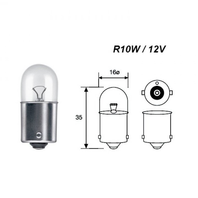 Automobilinių lempučių komplektas 12V, 10W, R10W, BA15s, Narva 17311 (10vnt) - Image 3