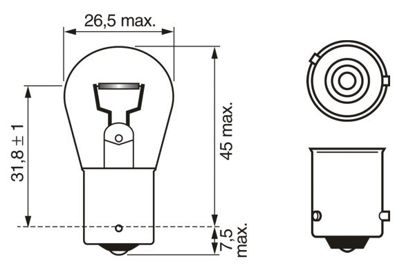 Posūkio signalo lemputė (oranžinė) 12V, PY21W, 21W, Bosch 1987302213 - (10vnt) - Image 4