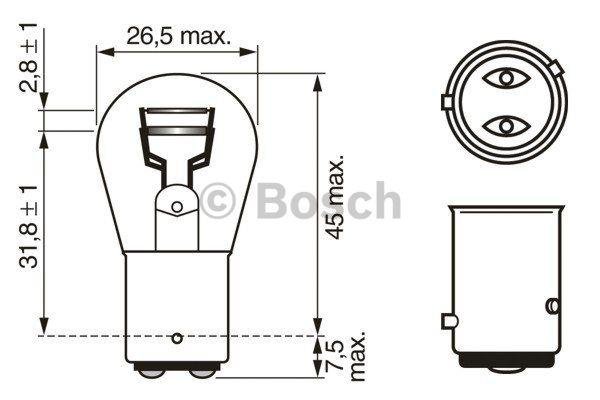 Kaitrinė lemputė stabdžių ir (arba) galiniams gabaritiniams žibintams Bosch P21/4W, 12V, Pure Light - 1987302215 (10vnt) - Image 2
