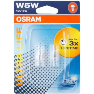 Halogeninės automobilio lemputės Osram Ultra Life W5W (T10), 2825ULT-02B