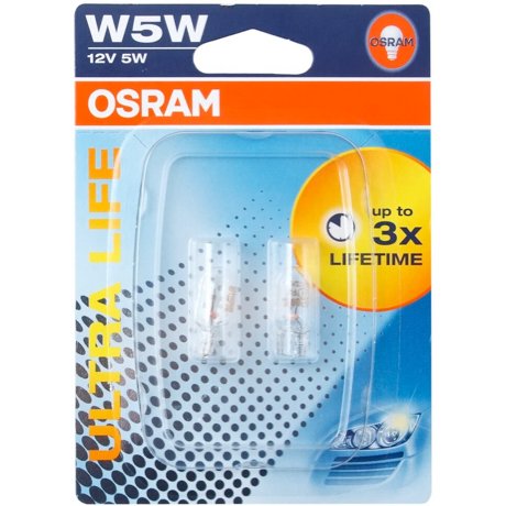 Halogeninės automobilio lemputės Osram Ultra Life W5W (T10), 2825ULT-02B