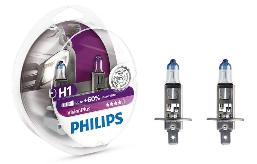 Halogeninių automobilio lempučių komplektas H1, 12V, 55W, Philips VisionPlus 12258VPS2 - Image 2