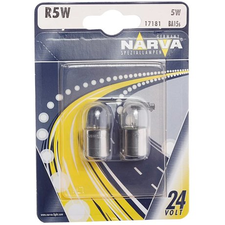 Automobilinių lempučių komplektas R5W, 24V, BA15s, 5W, Narva 17181/2B