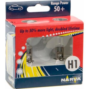 Halogeninė automobilio lemputė H1, 12V, 55W, Range Power +50% Narva 48334 (2vnt)