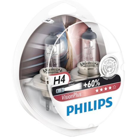 Halogeninės automobilio lemputės – VisionPlus H4, 12V, 60/55W, Philips 12342VPS2